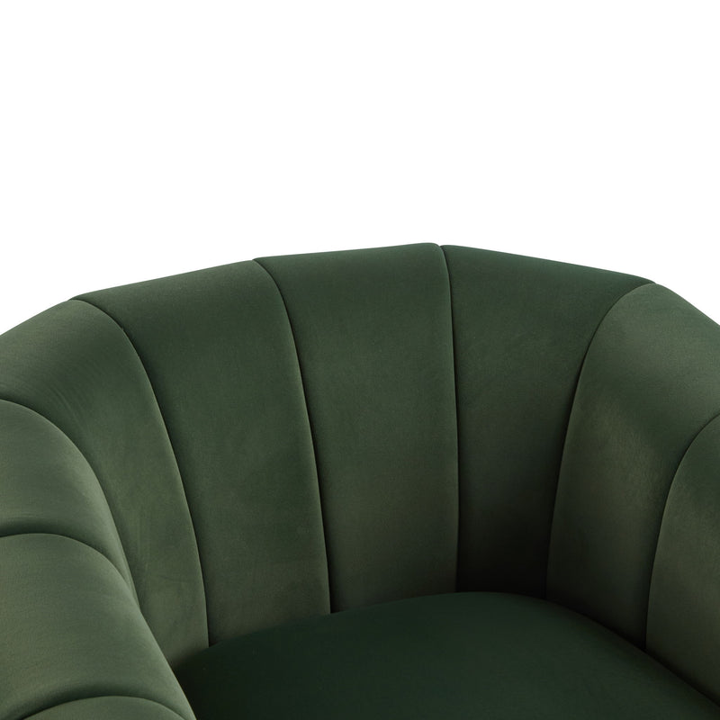 Serenizia - Upholstered Velvet Swivel Chair With Channel Tufted