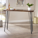 Modern Industrial Breakfast Bar Table, Metal Hairpin Legs & Wood Veneer Top - Natural