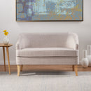 Mid Century Modern Loveseat With Polyester Upholstery And Birch Wood Frame - Beige