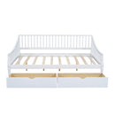 Full Size Daybed with Two Storage Drawers and Support Legs, White