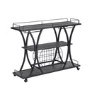 Bar Cart Kitchen Bar & Serving Cart For Home With Wheels 3 Tier Storage Shelves - Black / Gray