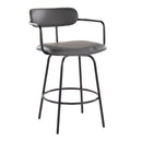 Demi - Contemporary Fixed Height Counter Stool With Swivel With Round Footrest (Set of 2)