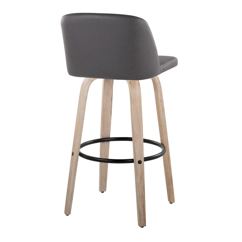 Toriano - Fixed Height Contemporary Barstool With Swivel With Round Footrest (Set of 2)