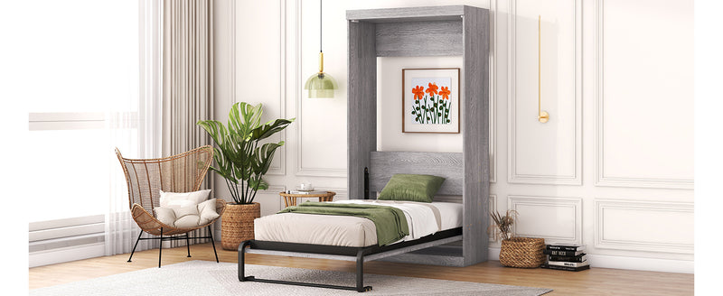 Twin Size Murphy Bed, can be Folded into a Cabinet, Gray (Expected Arrival Time: 10.12)
