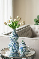 Round Table With Elegant Foral Design And Mirrored