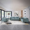 Mesut - Loveseat - Sage Green Top Grain Leather & Black