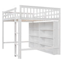 Loft Bed With 8 Open Storage Shelves And Built In Ladder