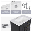 30" Bathroom Vanity With Sink, 3 Drawers, Adjustable Feet