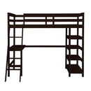Twin Loft Bed with desk,ladder,shelves , Espresso