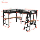 Twin Loft Bed With 2 Built In Desks, Mission Style - Black
