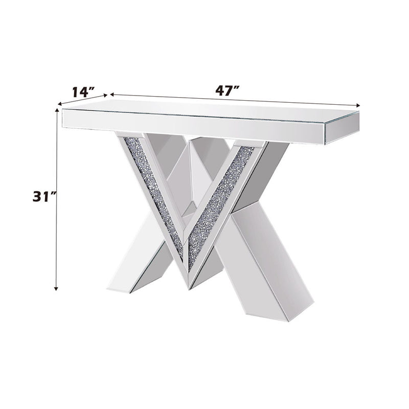 Noralie - Accent Table - Mirrored & Faux Diamonds - 31"