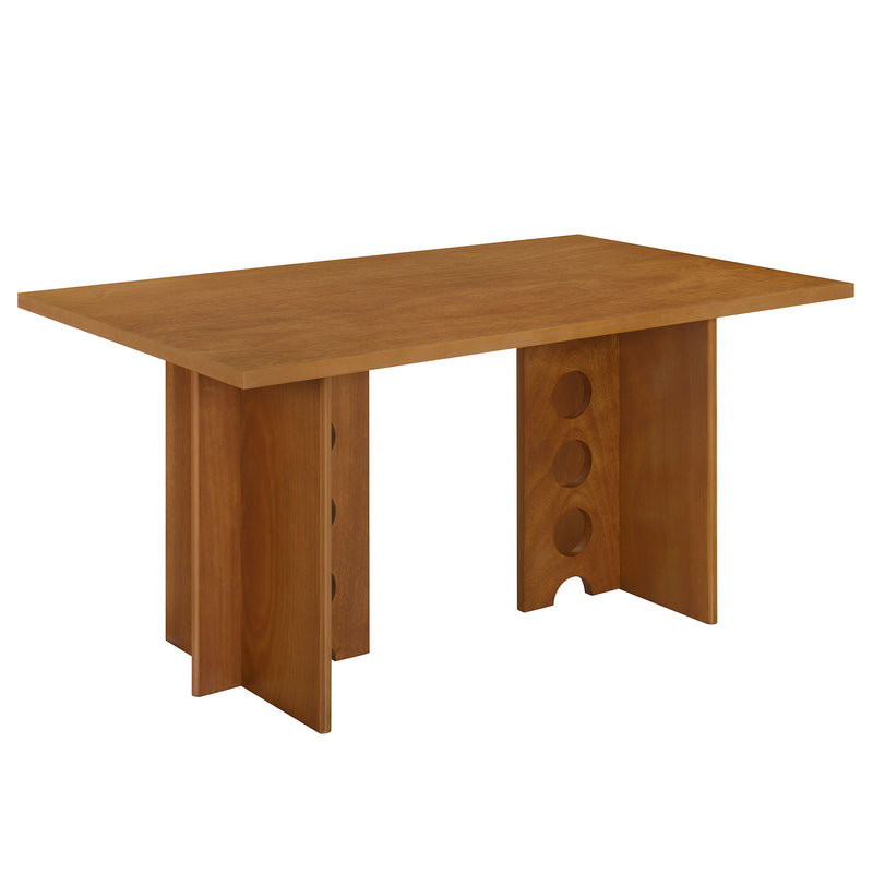 Modern Double Pedestal 6 Piece Dining Table Set, 4 Upholstered Rattan Back Dining Chairs And Bench