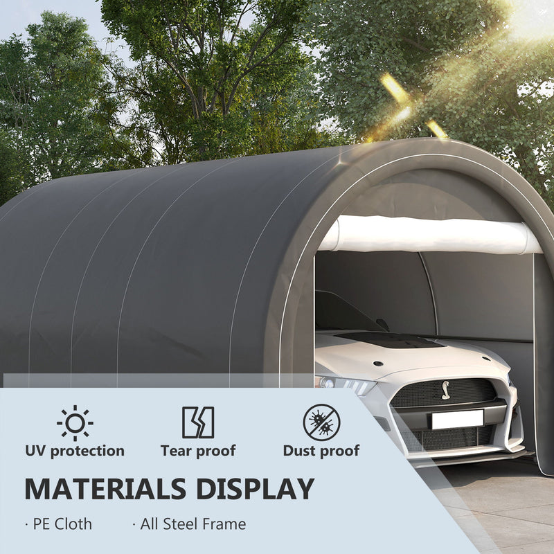 Outsunny - 10' x 16' Carport, Heavy Duty Portable Garage Storage Tent With Large Zippered Door, Anti-Uv Pe Canopy Cover For Car, Truck, Boat, Motorcycle, Bike, Garden Tools, Outdoor Work