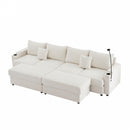 Modern Style Loveseat Sofa Sectional Sofa Couch With Storage Space, A Movable Ottoman, Two USB Ports, Two Cup Holders, A Phone Holder For Living Room
