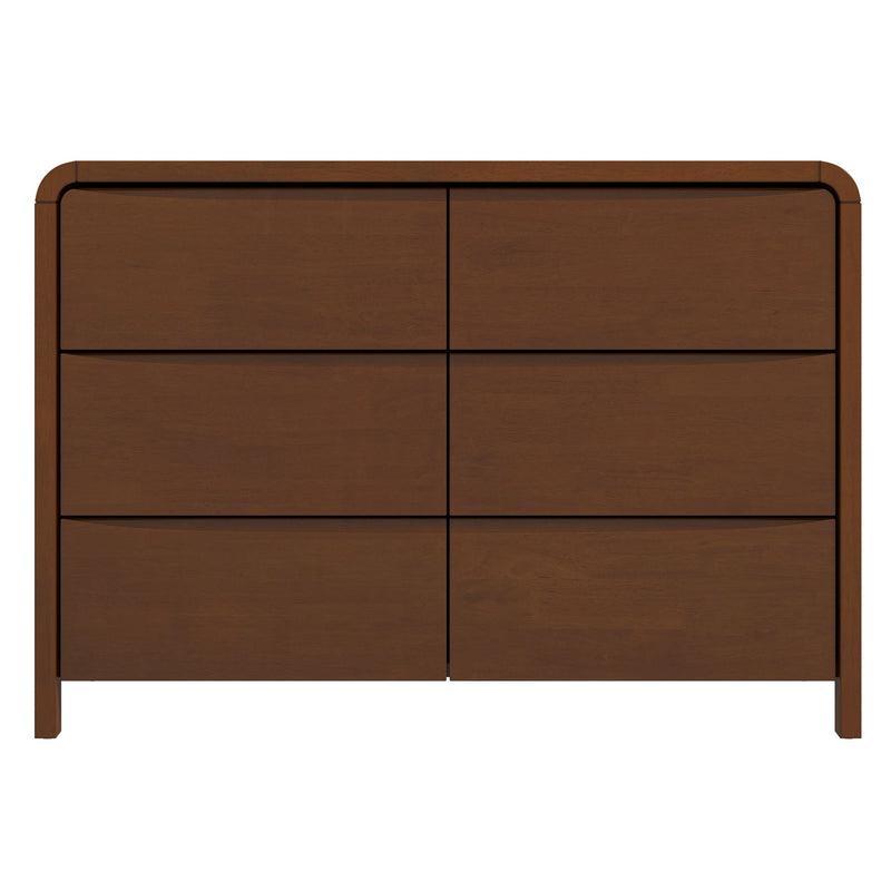 Lionel - Mid Century Modern Solid Wood 6-Drawer Dresser - Dark Brown