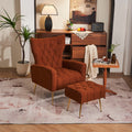 Modern Accent Chair With Ottoman, Comfy Armchair For Living Room, Bedroom, Apartment