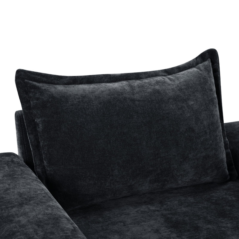 Chenille Upholstered Accent Chair With Wide Armrests And Ergonomic Back Support