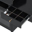 Modern Makeup Vanity Desk With Drawers Cabinet & Charging Port Engineered Wood Space Saving Design For Small Places - Black