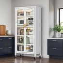 6 Tier Storage Cabinet With Transparent Door, Adjustable Shelves & Wheels