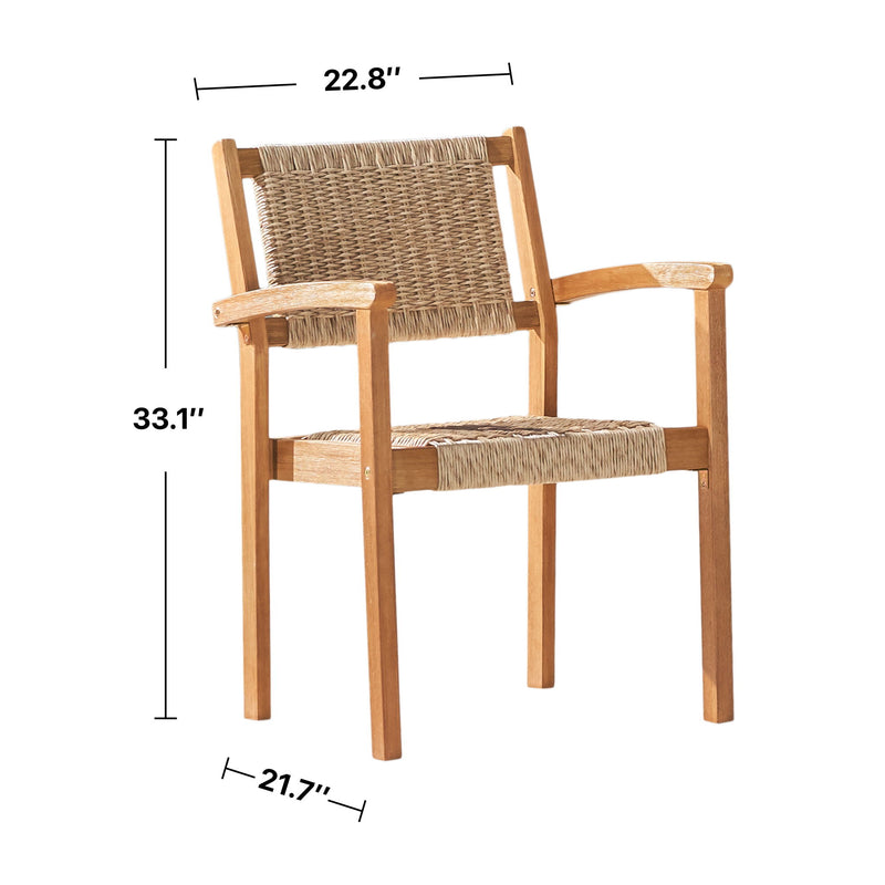 Mauricio - 7 Piece Dining Set With Stacking Chair - Natural / Light Brown