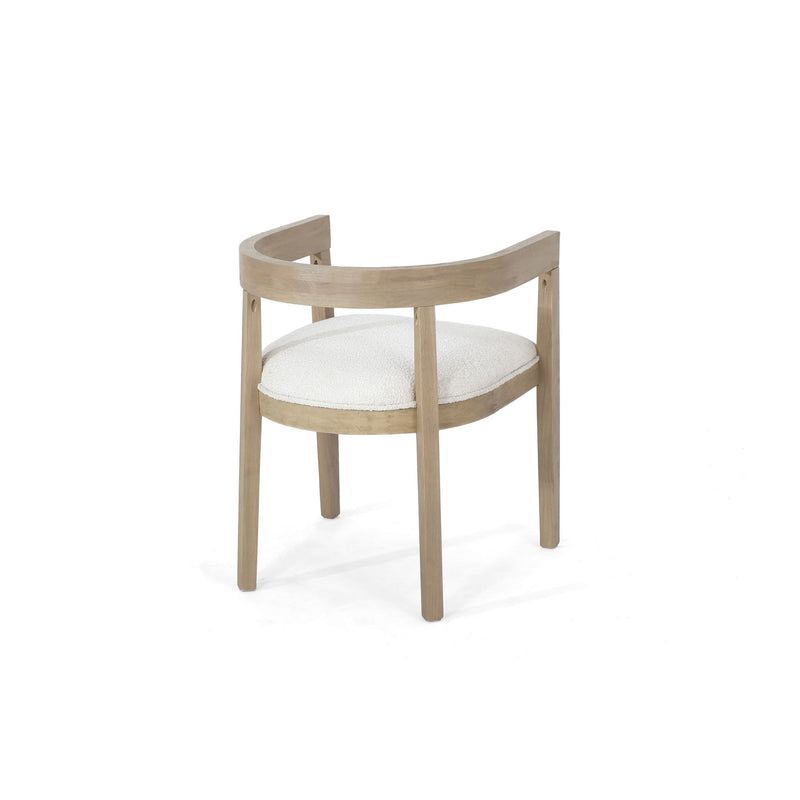 Modern Mid Century Dining Arm Chair Set With Upholstered Frame - Natural