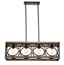 Kitchen Island Lights Ceiling Light Farmhouse Dining Room Light Fixture, Wood And Metal Rectangular Ceiling Light, Ceiling Lighting For Living Room, Conference Room, Home Office