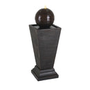 35.5" Tall Column Fountain With LED Lights, Retro Outdoor Decor, Weather Resistant Feature - Dark Brown