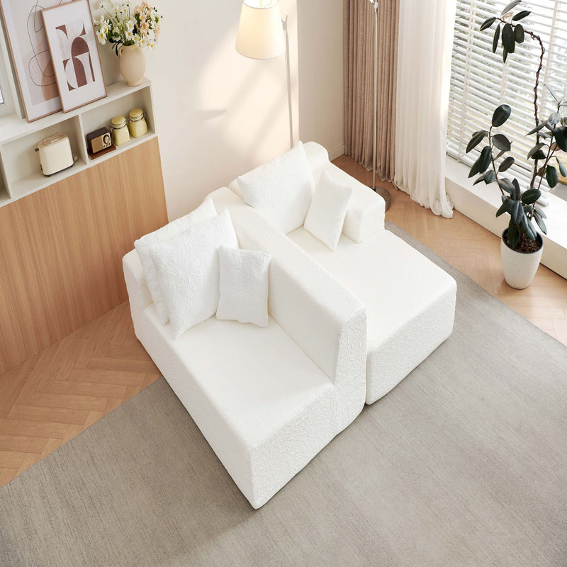Cloud Sectional Couch With L Shape Chaise, Deep Seat - White