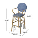 Outdoor Wicker And Aluminum French Barstools (Set of 2)