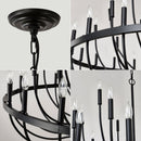 24 Light Chandelier Industrial Iron Candle Chandelier Modern Suspended Farmhouse Chandeliers Pendant Light Fixtures For Dining Room Bedroom Living Room Kitchen Island Foyer E12 Bulb (No Include) - Black