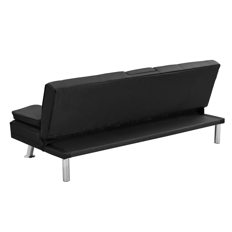 Modern Sofa Bed With Armrest 2 Holders, Wood Frame & Stainless Leg