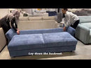 Haran - Sofa With Sleeper - Blue Fabric