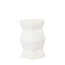 Contemporary Ceramic Drum Stool Indoor / Outdoor Side Table Glazed Accent Garden Stool - White
