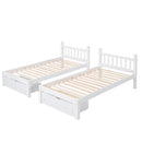 Full Over Twin & Twin Bunk Bed, Wood Triple Bunk Bed with Drawers and Guardrails, White (OLD SKU: LP000143AAK)