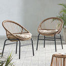 Outdoor Accent Chair With Curved Back And Basket Frame, (Set of 2) - Light Brown / Beige