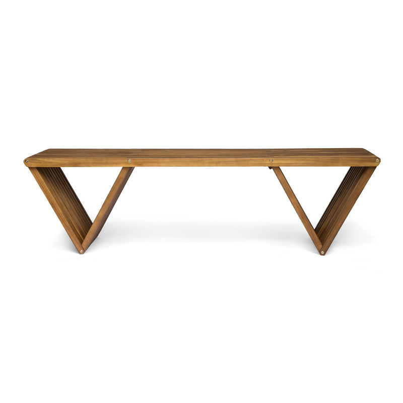 Gloaming - Outdoor Bench With Slat Design And Triangular Base