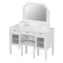 Elegant Makeup Vanity Desk With Adjustable Mirror And Storage And Construction - White