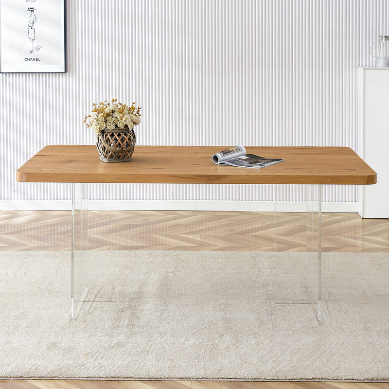Modern Minimalist Wooden Table With Acrylic Legs
