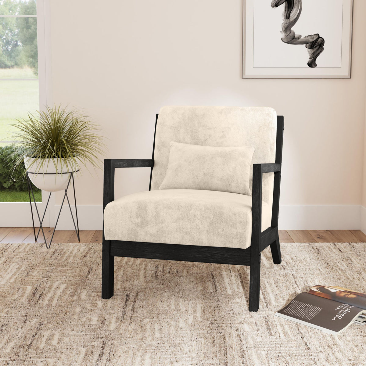 Marina Chair With Kidney Pillow in Beige by Elements International, view 9