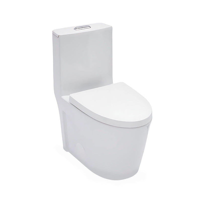 1 Piece Toilet For Bathroom, Dual Flush 1.24 / 1.6 Gpf, Soft Closing Seat - White