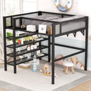 Loft Bed With 4 Tier Shelves And Storage