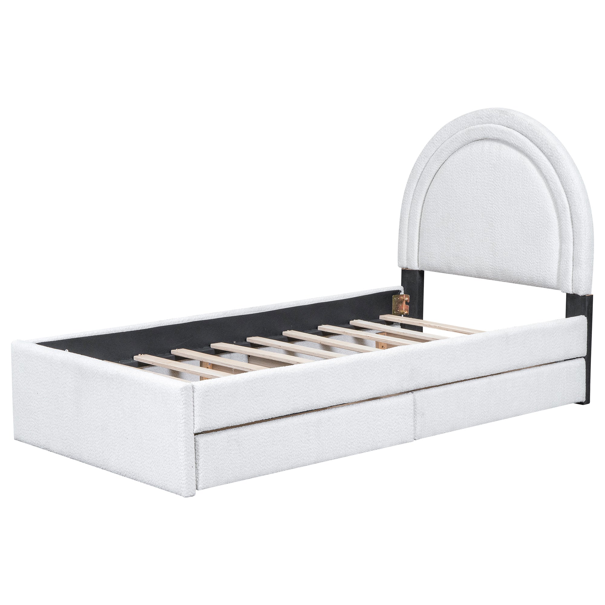 Teddy Upholstered Platform Bed With Four drawers, Twin, White - Atlantic Fine Furniture Melbourne FL