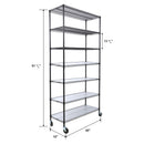 7 Tier Metal Shelf Wire Shelving Unit, 2450Lbs Heavy Duty Adjustable Storage Rack With Wheels & Shelf Liners For Closet Kitchen Garage Basement Commercial Shelving