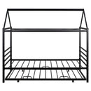 Twin Size Metal House Shape Platform Bed with Trundle,Black