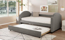Full size Upholstered Daybed with Twin Size Trundle, Wood Slat Support, Gray(OLD SKU :LP000118AAE)