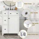 Transitional Style Bathroom Vanity Cabinet With Ceramic Sink