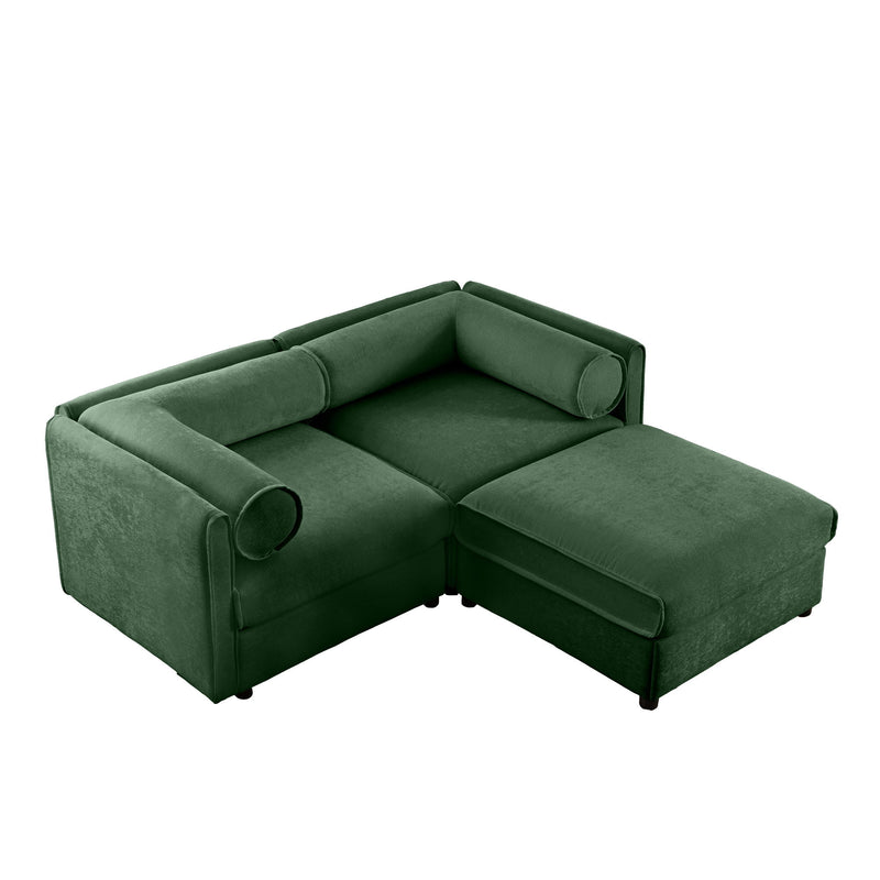 Contemporary Elegant White Chenille Sofa With Storage And Ottoman