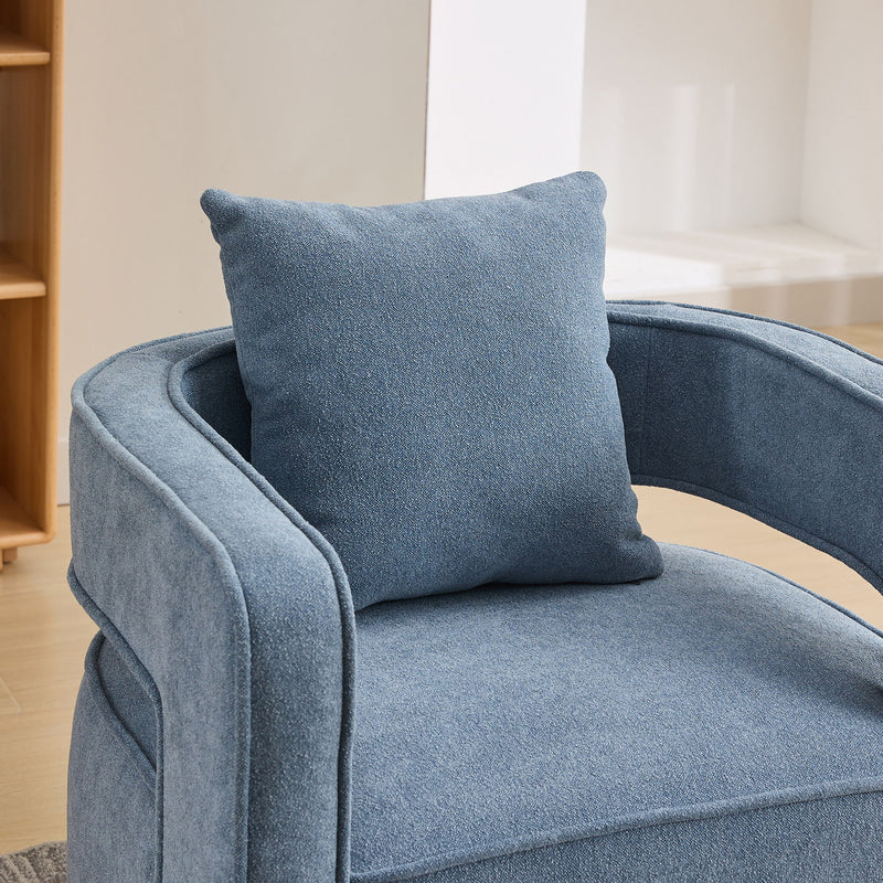 Swivel Accent Open Back Barrel Chair With Weathered Base