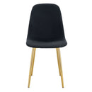 Luxury Simple Chair (Set of 4) Linen Cotton High Resilience Dining Chair With Metal en Legs - Black / Gold