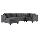 U Shaped Sectional Sofa, Corner Living Room Couch With Built In Cup Holders, Storage, USB Ports